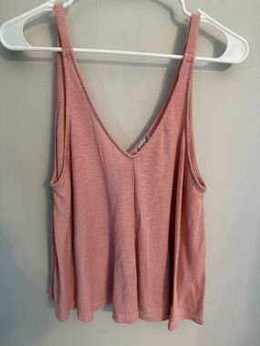 Free People Relaxed Ribbed V-Neck Tank in Dusty Rose